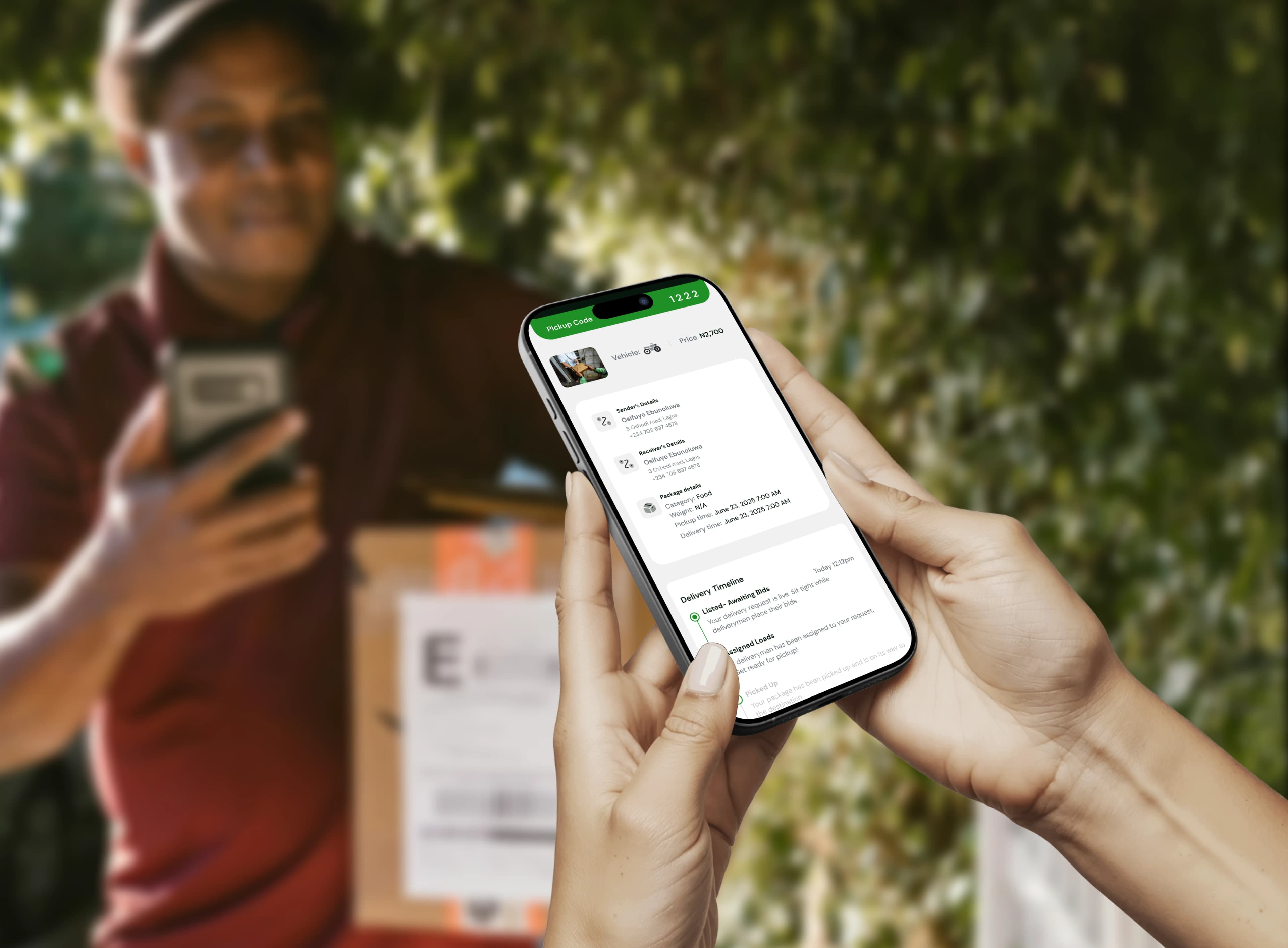 Delivery confirmation screen