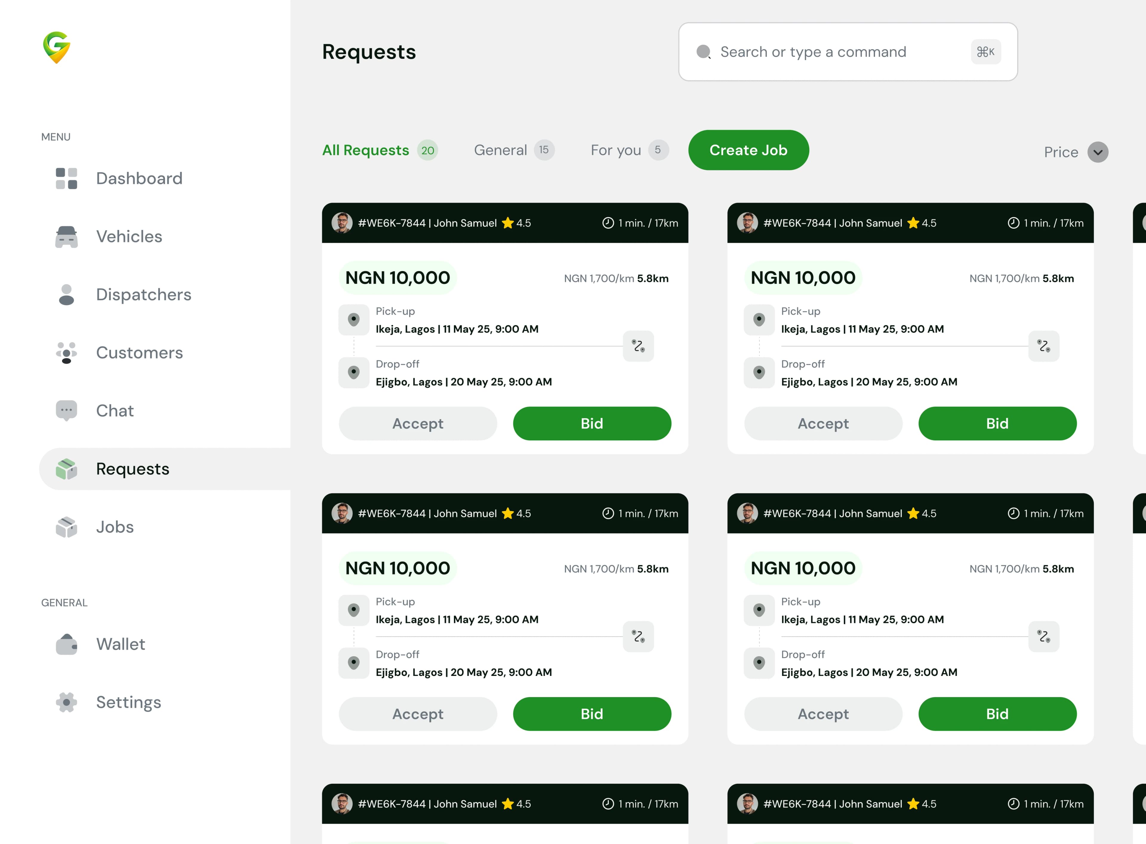Job posting and acceptance